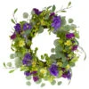 Northlight Eucalyptus And Hydrangea Floral Berry Spring Wreath Purple And Yellow 23"