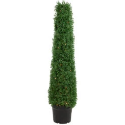Northlight 4' Pre-Lit Artificial Boxwood Cone Topiary Tree With Pot Clear Lights