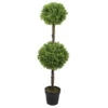 Northlight 36" Green Double Sphere Artificial Boxwood Topiary Potted Plant