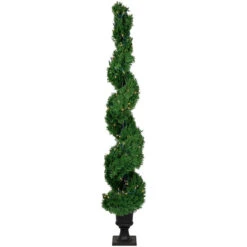 Northlight 5.5' Pre-Lit Artificial Cedar Spiral Topiary Tree In Urn Style Pot Clear Lights