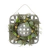 Northlight 16 Autumn Harvest Green Hop And Cattail Grapevine Wreath In A Wooden Tray Hanger -Northlight c515147f2a85404f890957270d53facc