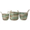 Northlight Set Of 3 Natural Woven Seagrass Basket With Teal Black And White Accents -Northlight c95c7fc92af94902b79c0042c0d1f296