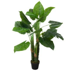 Northlight 47" Potted Two Tone Green Wide Taro Leaf Artificial Floor Plant