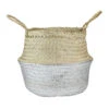 Northlight 13" Beige And Silver Seagrass Belly Wicker Basket With Handles