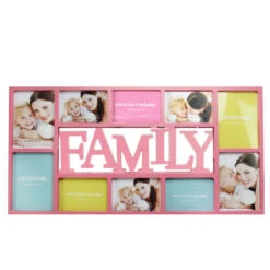 Northlight 28.75" Pink And White 'Family' Hanging Rectangular Photo Frame