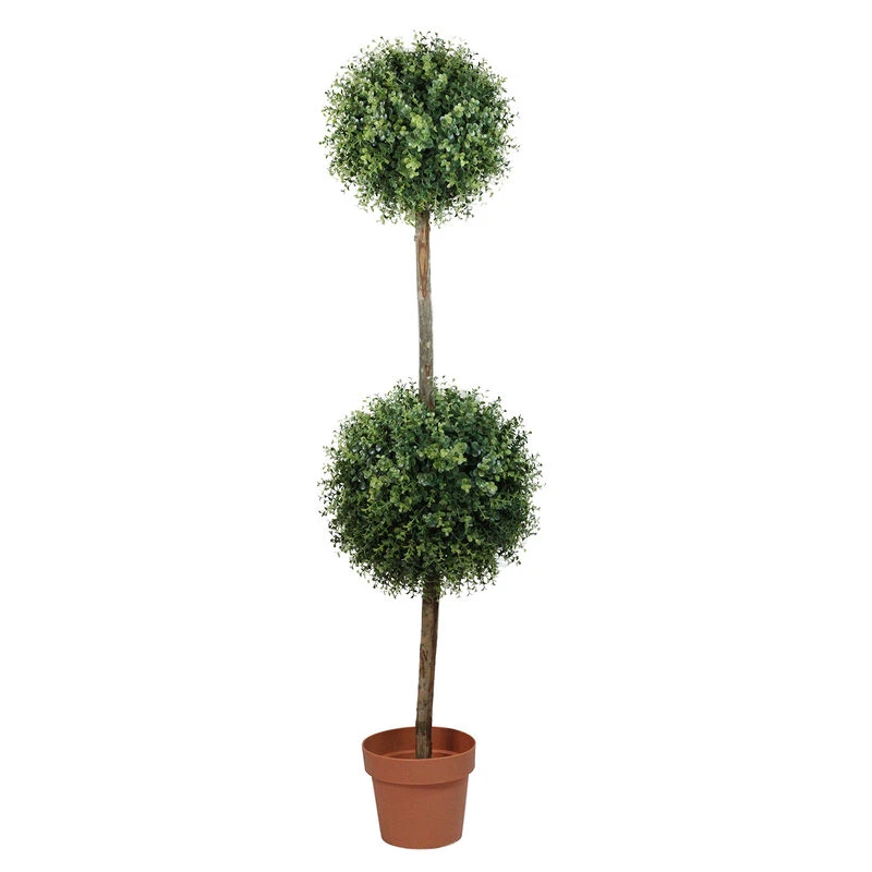 Northlight 4.5' Potted Two-Tone Artificial Boxwood Double Ball Topiary Tree - Unlit 3 Northlight 4.5' Potted Two-Tone Artificial Boxwood Double Ball Topiary Tree - Unlit