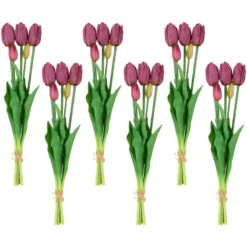 Northlight Set Of 6 Purple Tulip Artificial Floral Bundles 18"