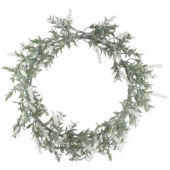 Northlight LED Lighted Artificial White Lavender Spring Wreath- 16-inch White Lights