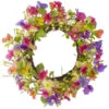 Northlight Wild Flowers And Berries Artificial Spring Twig Wreath Pink And Yellow - 20-Inch -Northlight e95ab1fad4f34dbdae5e1cc5036bdc7c