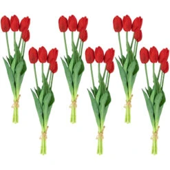 Northlight Set Of 6 Red Tulip Artificial Floral Bundles 18"