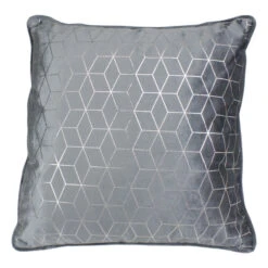 Northlight 19" Gray And Silver Velvet Throw Pillow With Geometric Design