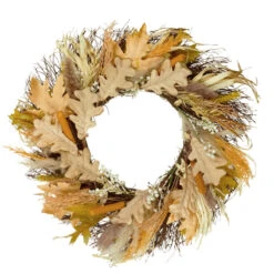 Northlight Cattail And Wheat Twig Artificial Fall Harvest Wreath 24-Inch