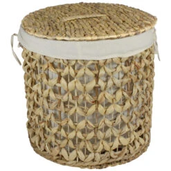 Northlight 16" Natural Woven Laundry Hamper Basket With Cotton Liner And Lid